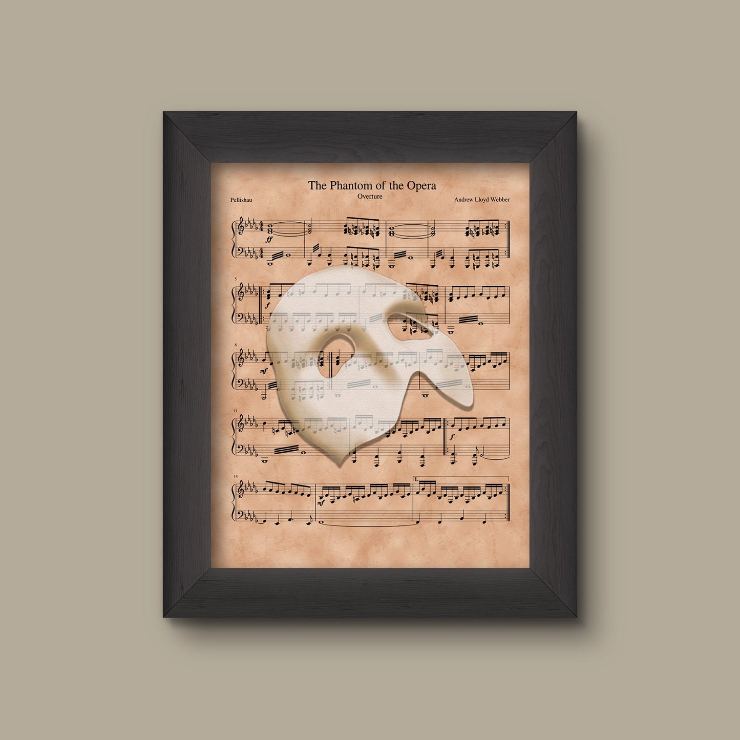 Phantom of the Opera Sheet Music Art Print, Phantom Gift, Phantom of the Opera Art, | Fine Art Print