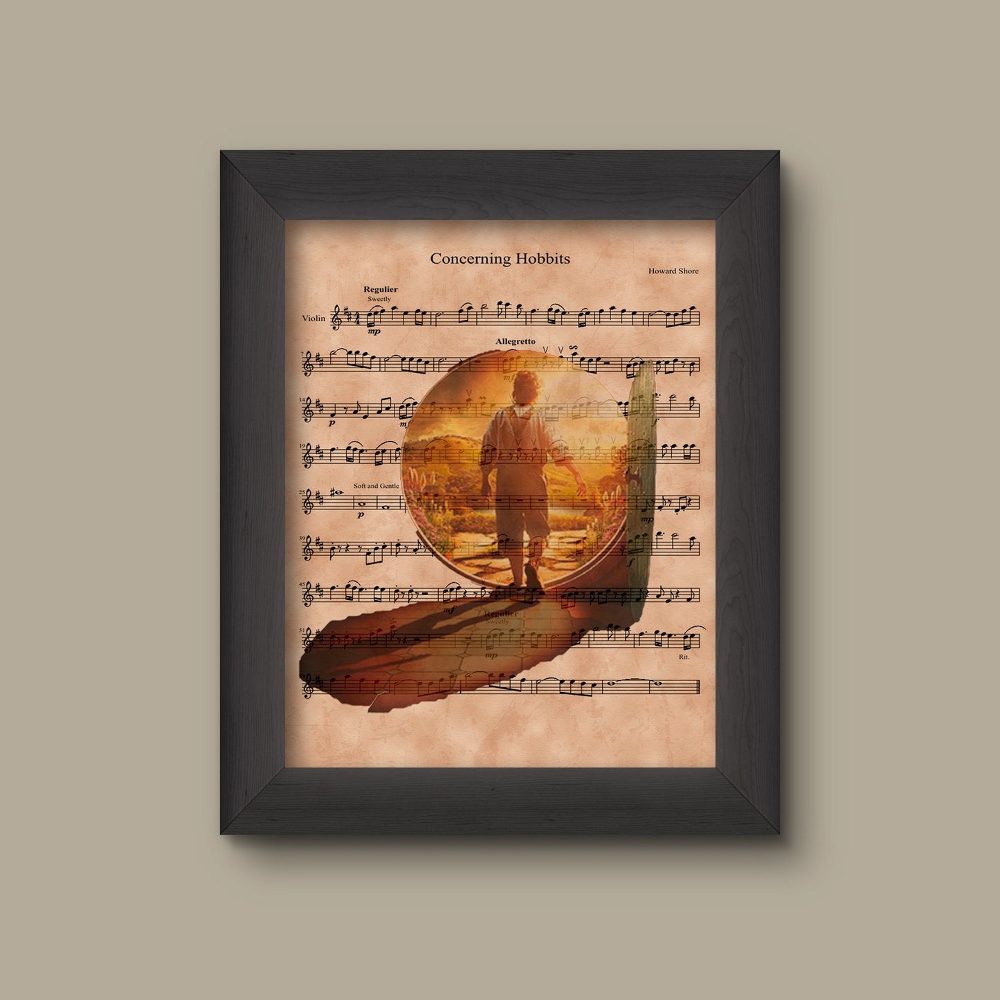 Lord of the Rings Fellowship Sheet Music Art Gift, Fellowship Silhouette Concerning Hobbits Sheet Music Art, Print, Wall Decor Gift | Fine Art Print