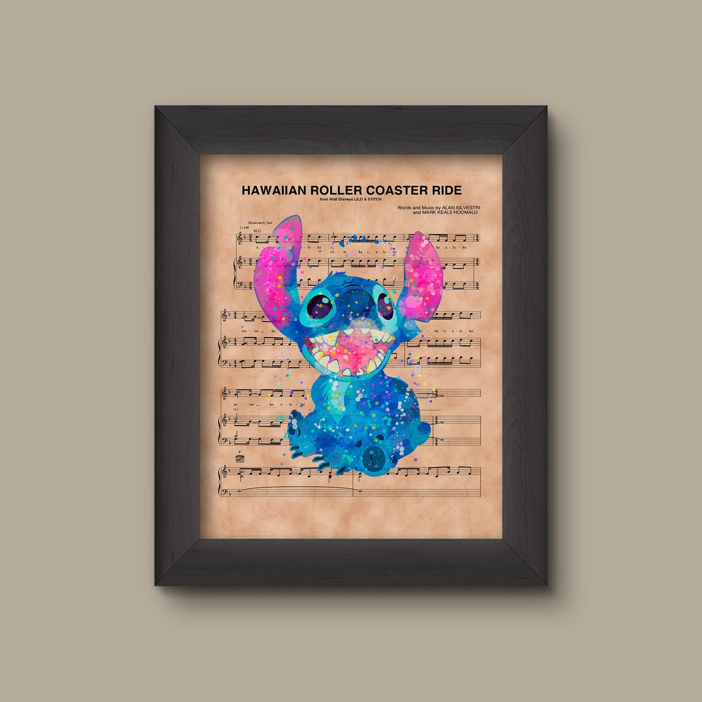 Lilo and Stitch Hawaiian Roller Coaster Ride Sheet Music Art Print | Fine Art Print