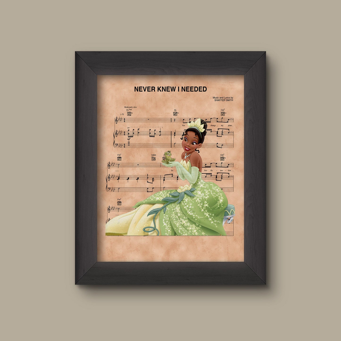 Princess and the Frog Tiana Never Knew I Needed Sheet Music Art Print | Fine Art Print