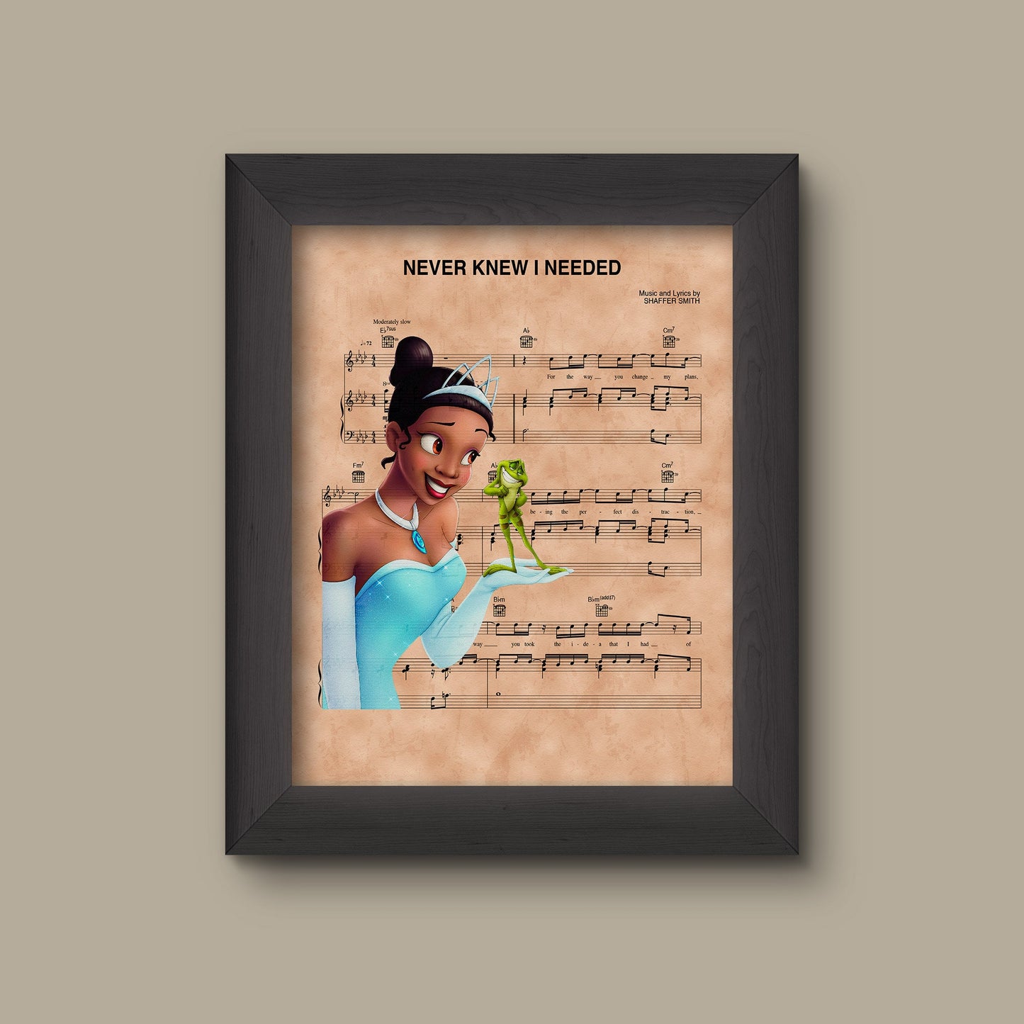 Princess and the Frog Tiana Never Knew I Needed Sheet Music Art Print | Fine Art Print