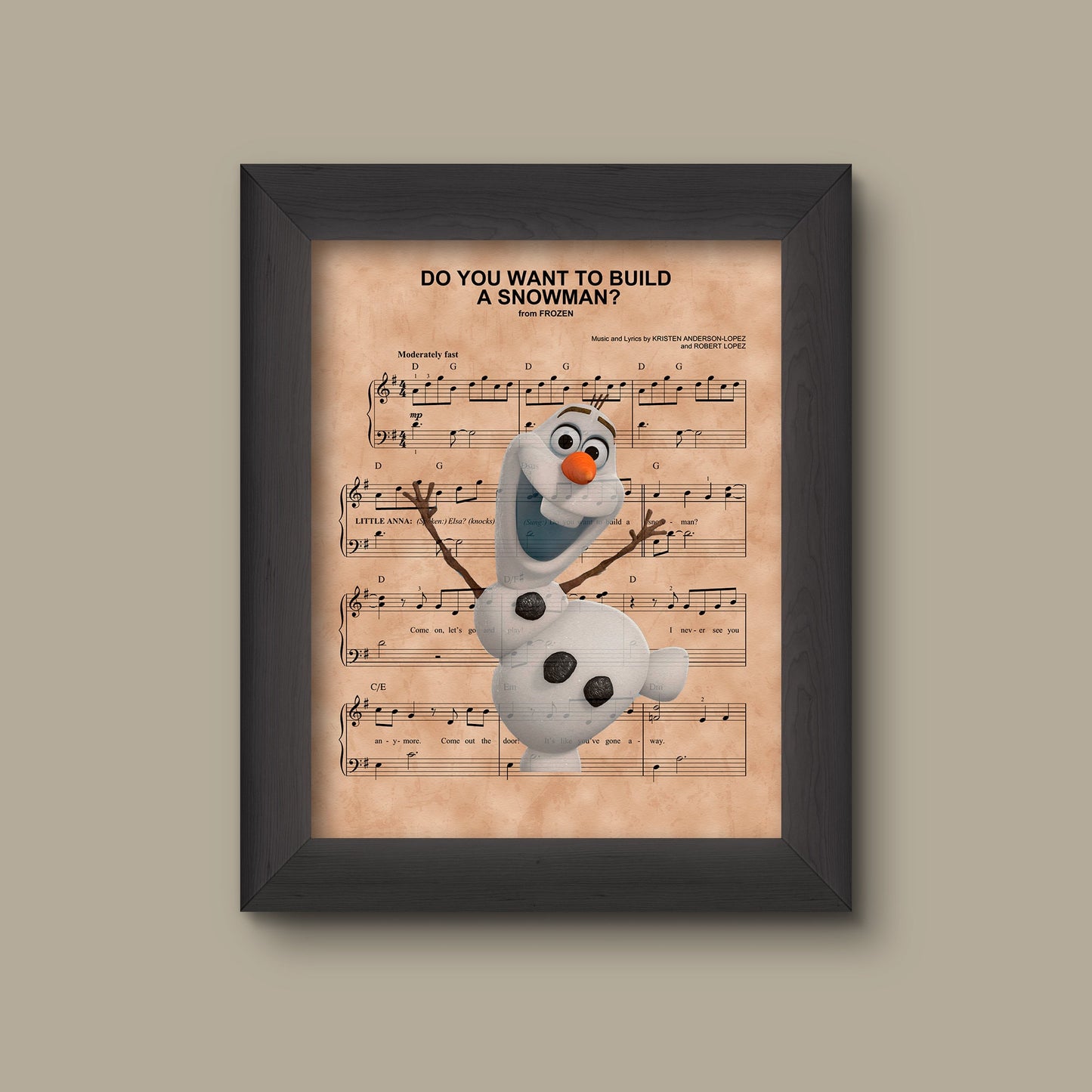 Disney Frozen, Olaf Do You Want To Build A Snowman Sheet Music Art Print, Frozen Gift, Olaf Art | Fine Art Print