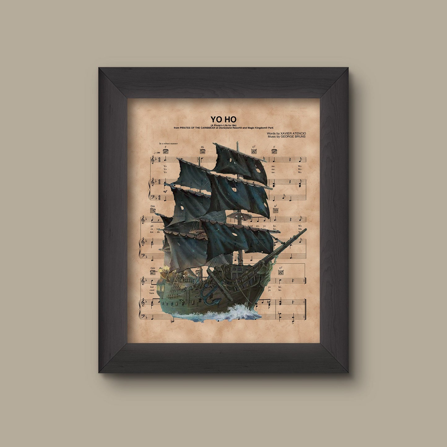 Pirates of the Caribbean Black Pearl Yo Ho Sheet Music Print | Fine Art Print