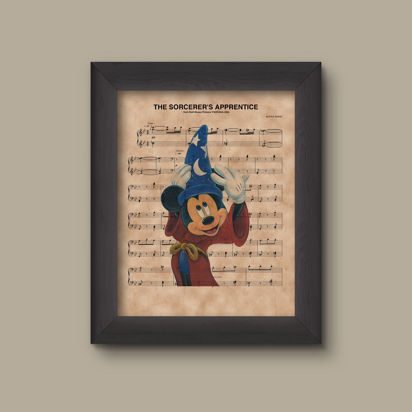 Mickey Mouse, Fantasia, The Sorcerer's Apprentice Sheet Music Art Print | Fine Art Print