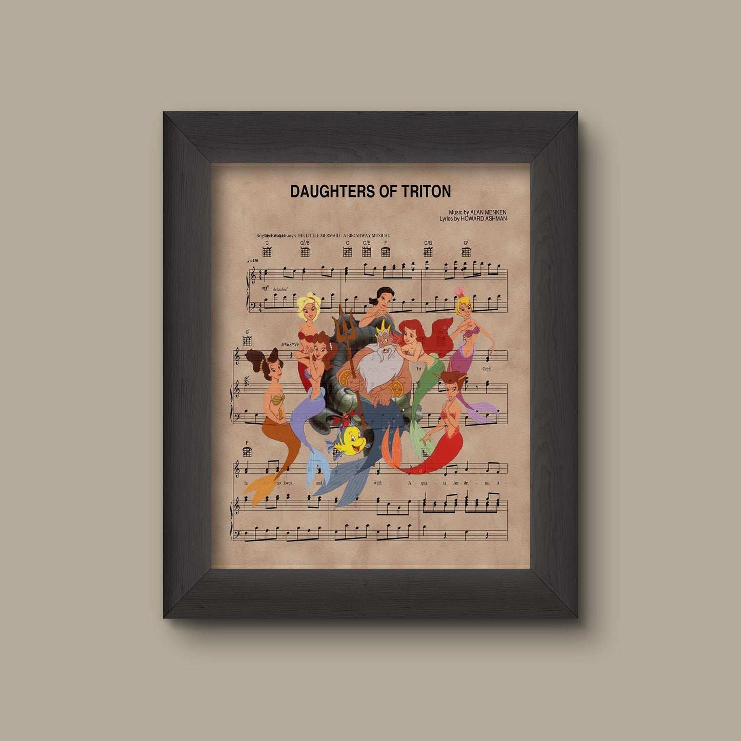 Disney Little Mermaid, Daughter of Triton Sheet Music Art Print | Fine Art Print