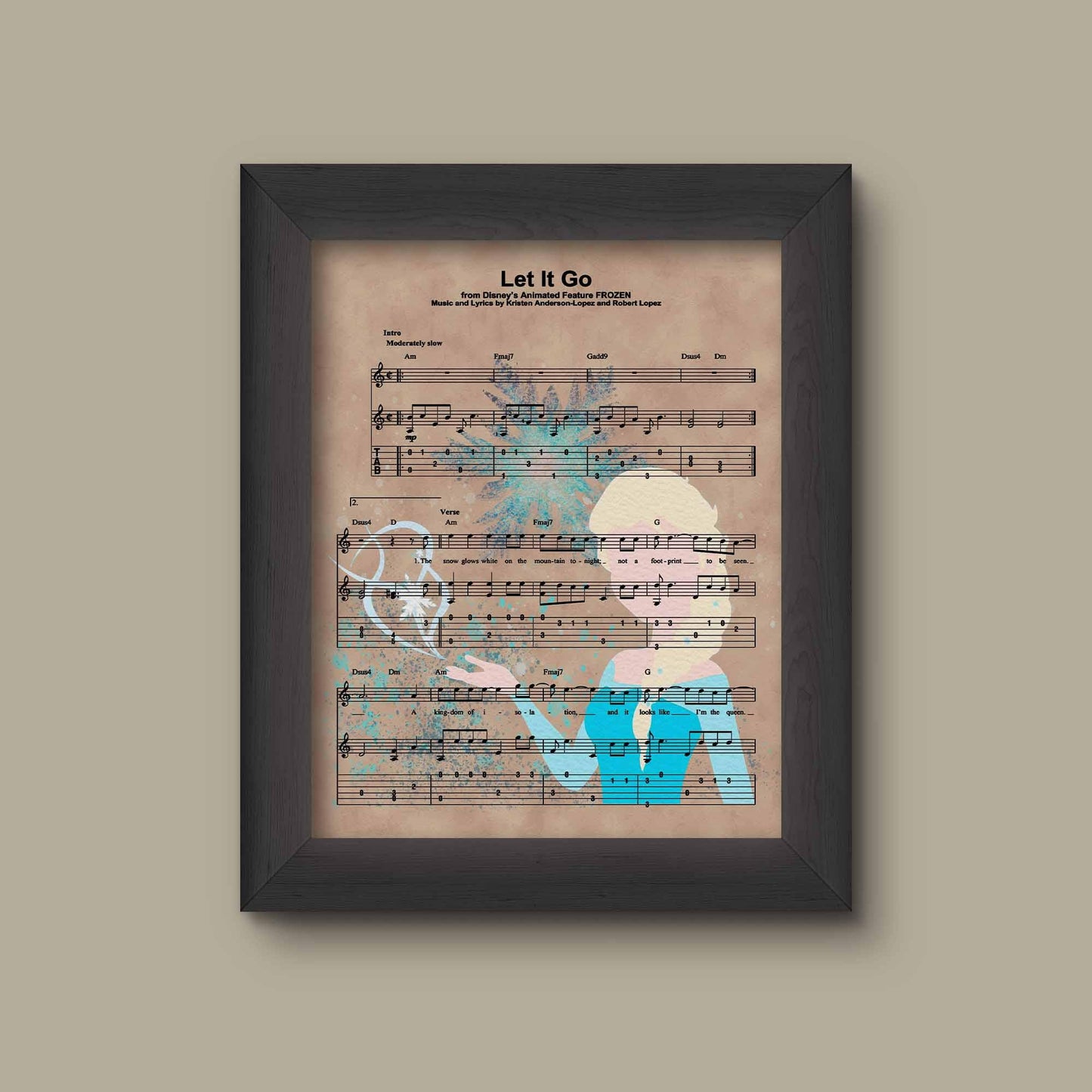 Disney Frozen watercolor, Elsa Let It Go Sheet Music Art Print, Frozen Elsa, Frozen Art | Fine Art Print