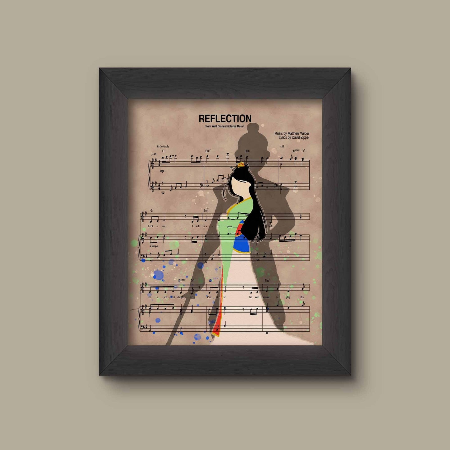 Mulan Reflection Sheet Music Art Print | Fine Art Print