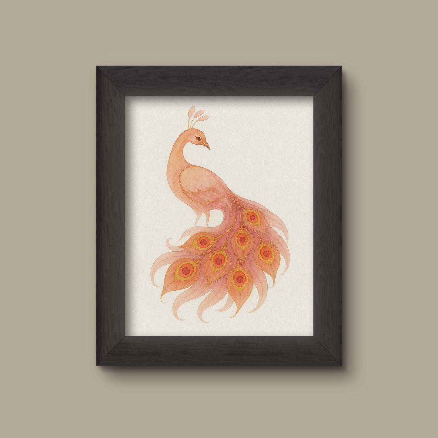 Blush Pink Watercolor Peacock Art Print | Fine Art Print
