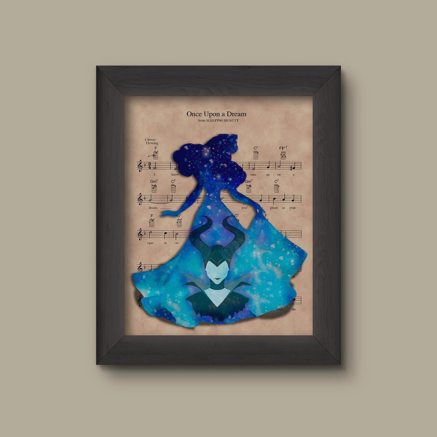 Disney Aurora Sleeping Beauty Sheet Music Art, Sleeping Beauty Gift, Once Upon A Dream Sheet Music Print | Fine Art Print