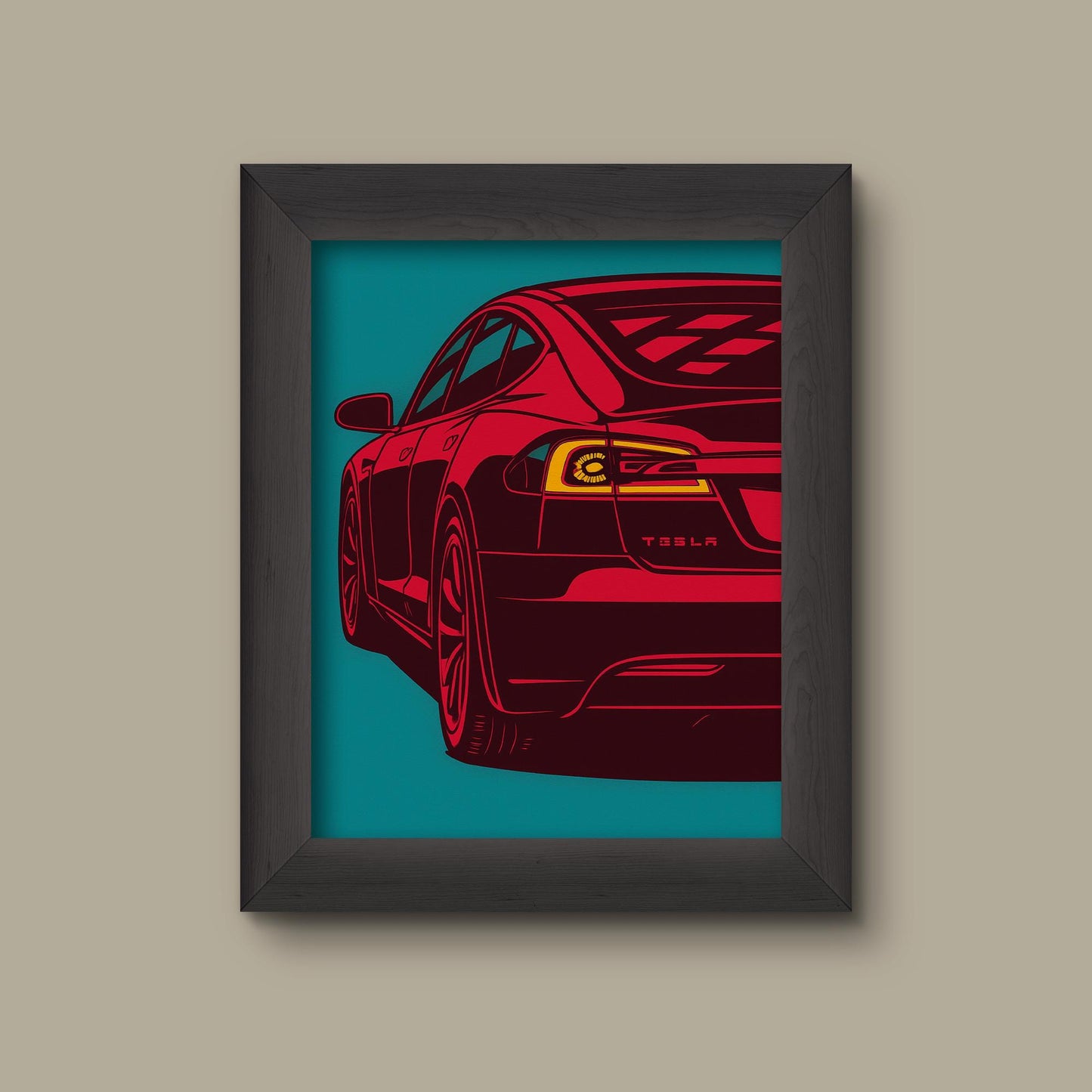 Pop Art Sports Car Print – Tesla | Modern Car Wall Art | Fine Art Print