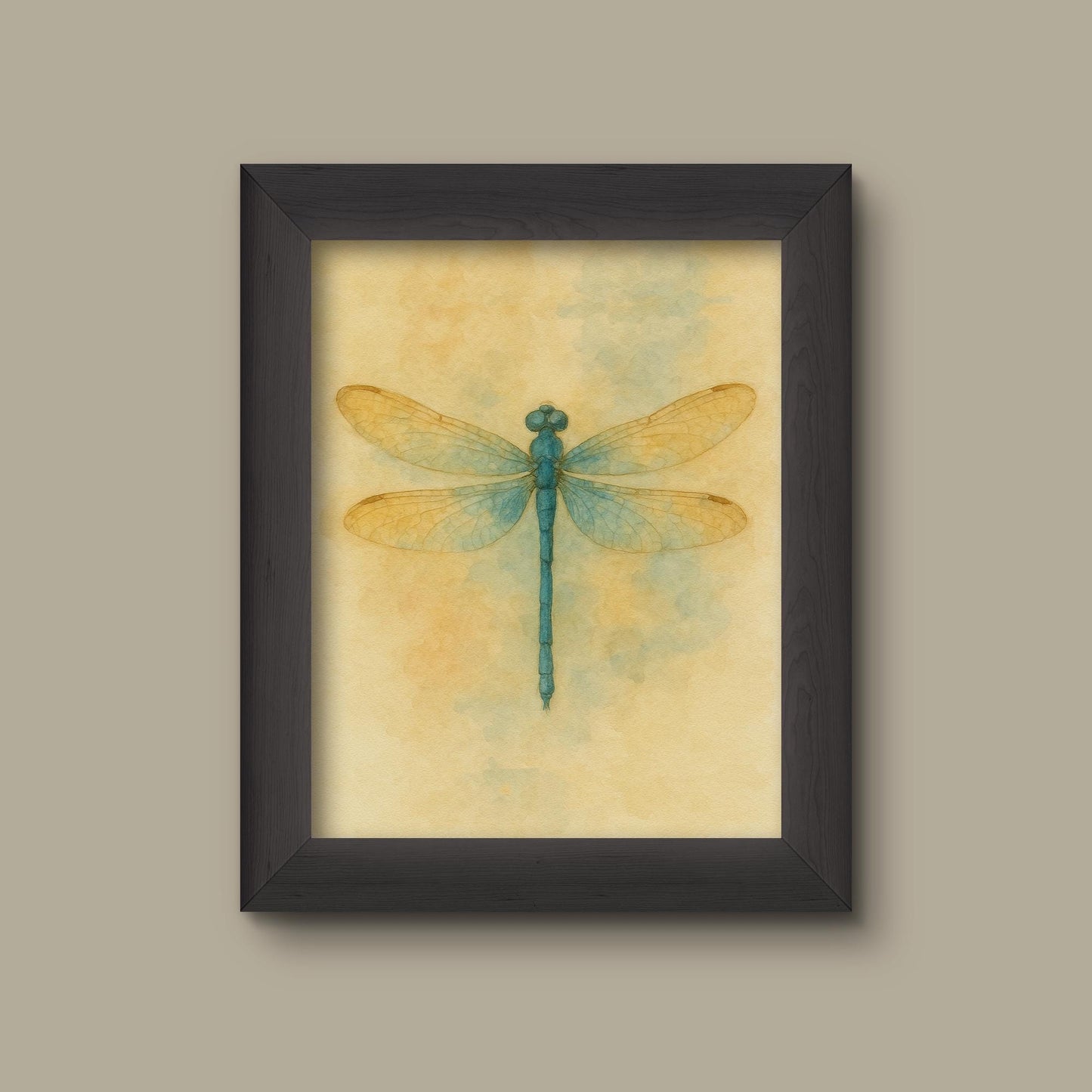 Yellow Watercolor Dragonfly Art Print | Fine Art Print
