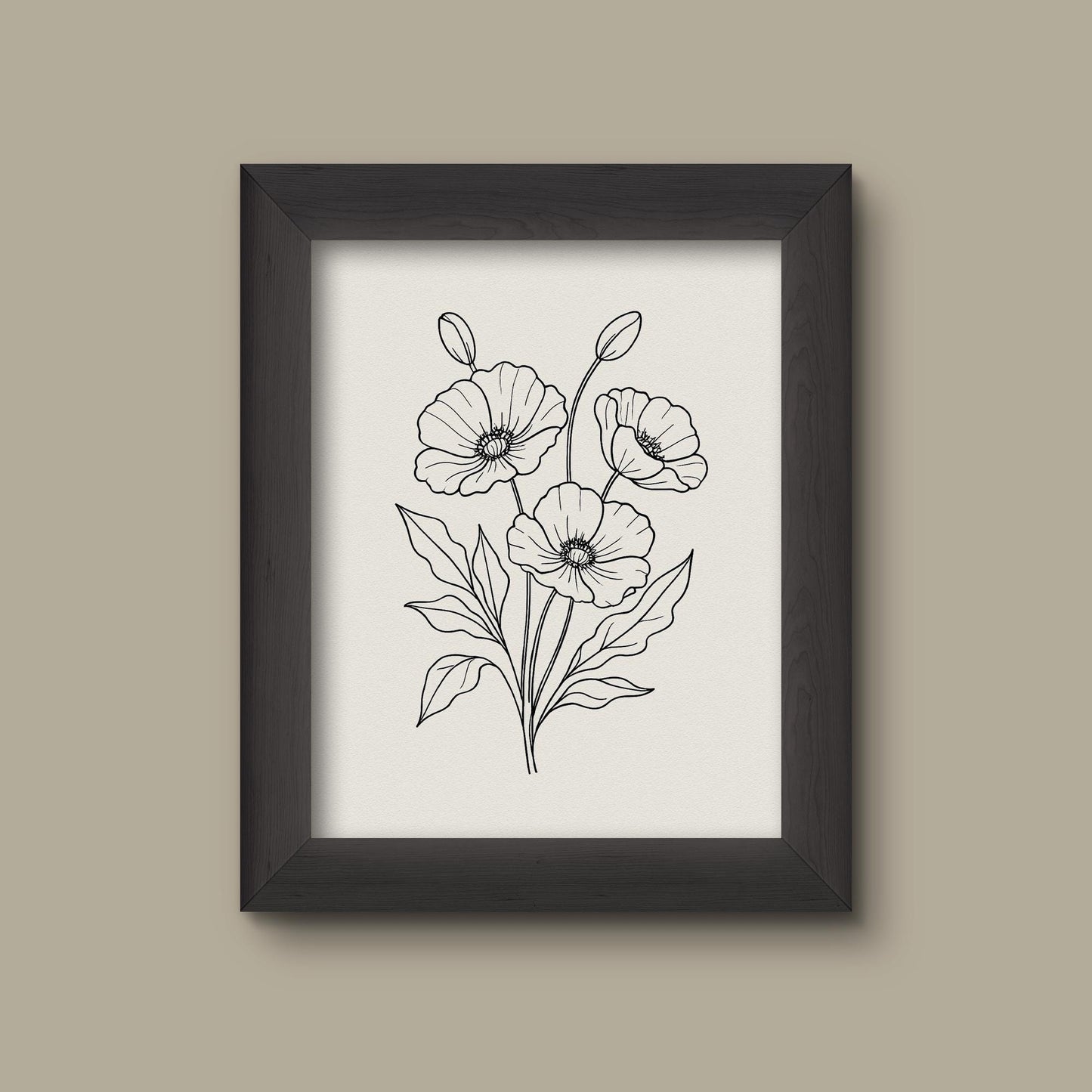 Minimalist Poppy Flower Line Art Print | Hand-Drawn Botanical Illustration | Modern Wall Decor | Fine Art Print