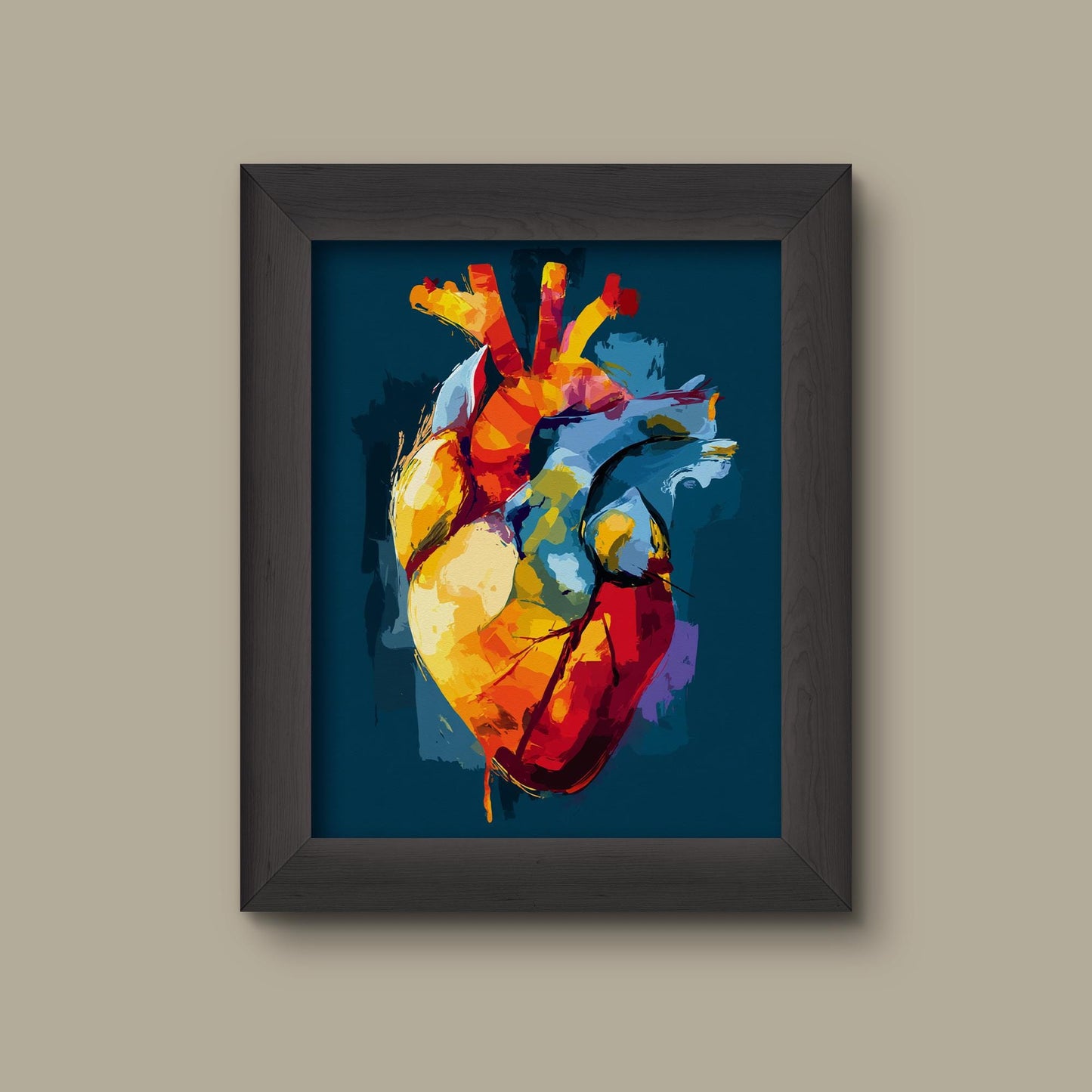 Abstract Heart Art Print | Colorful Human Anatomy Wall Decor | Modern Medical Illustration | Fine Art Print
