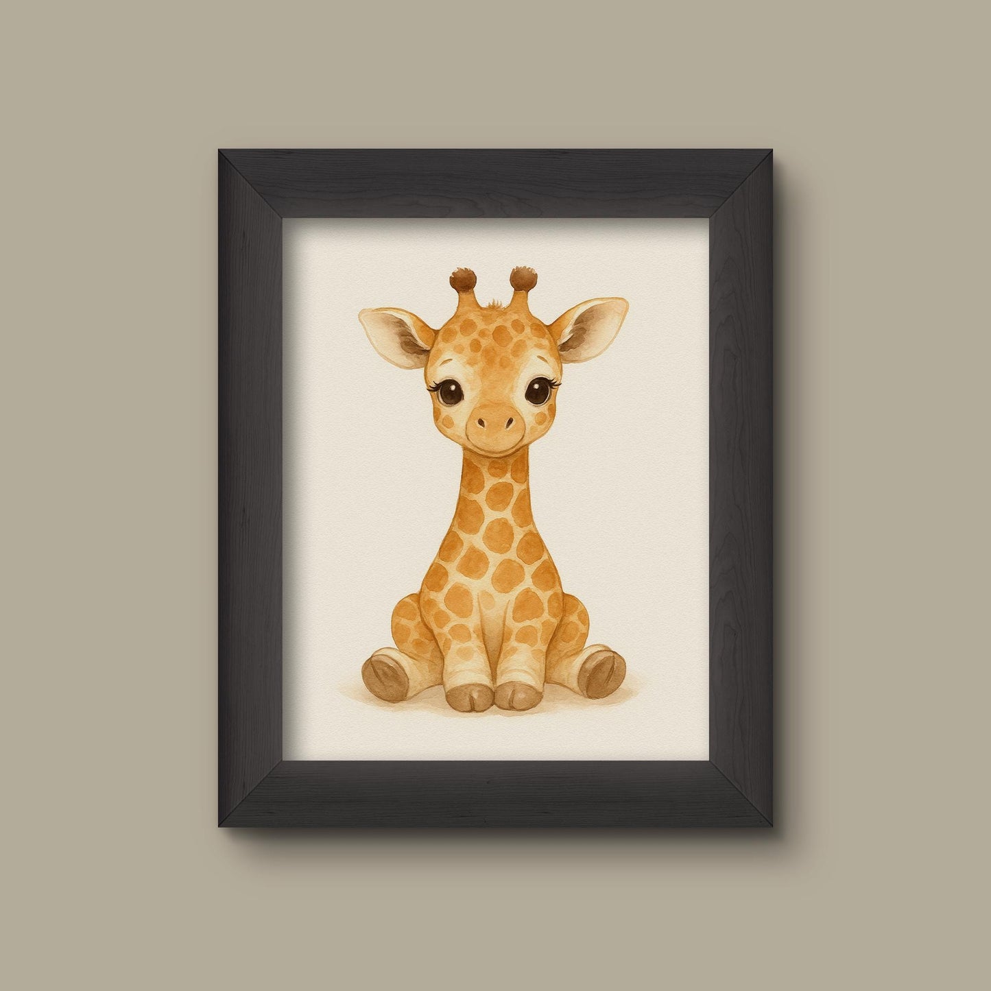 Baby Giraffe Nursery Art Print | Watercolor Safari Animal Wall Decor | Fine Art Print