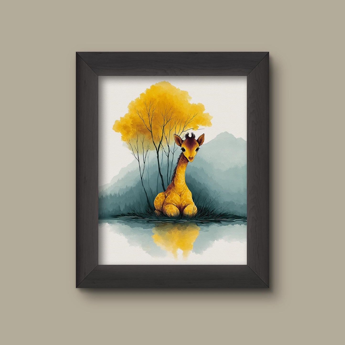 Baby Giraffe Nursery Art Print | Watercolor Safari Animal Wall Decor | Fine Art Print