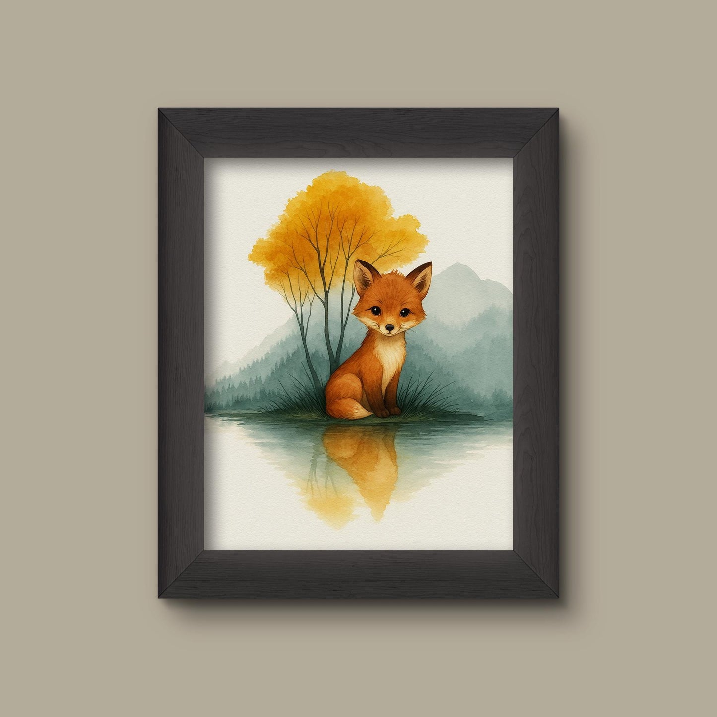 Baby Fox Nursery Art Print | Watercolor Safari Animal Wall Decor | Fine Art Print