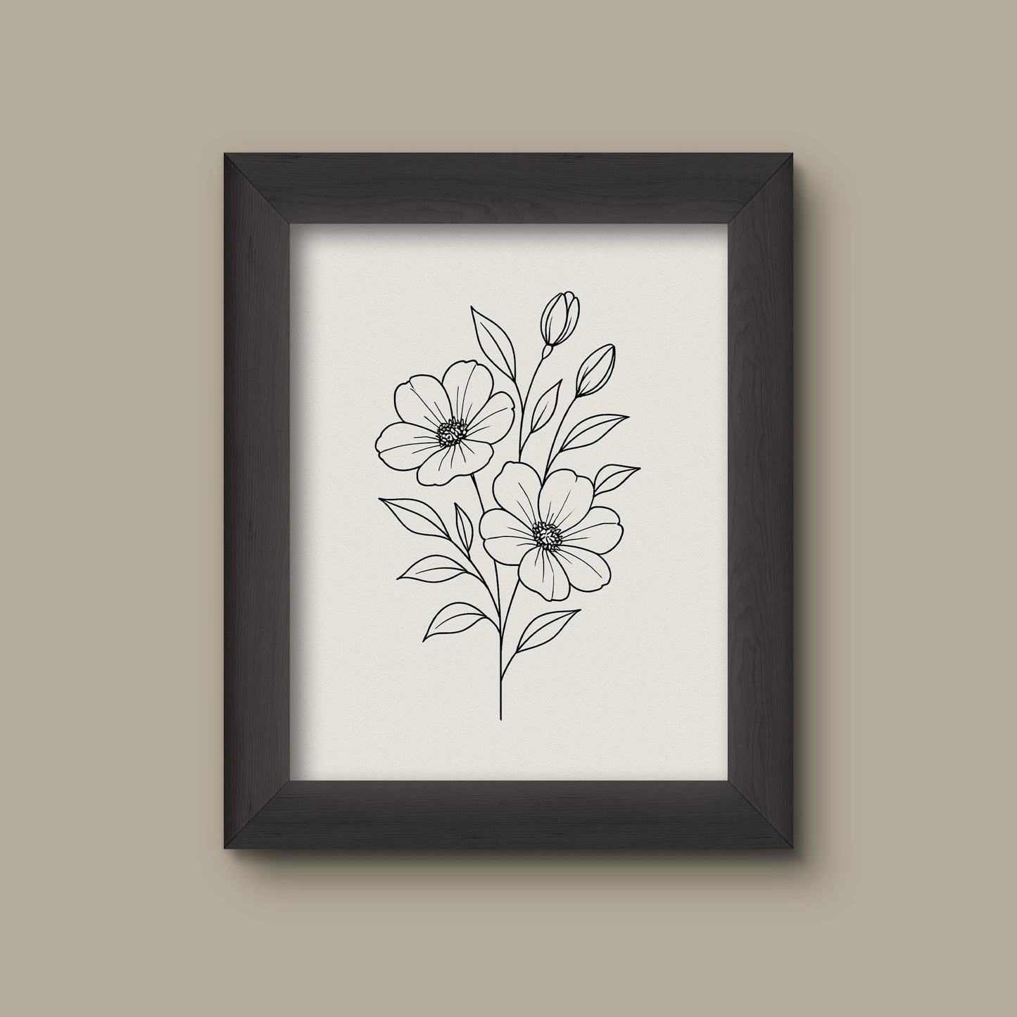Minimalist Floral Line Art Print | Hand-Drawn Botanical Illustration | Modern Wall Decor | Fine Art Print