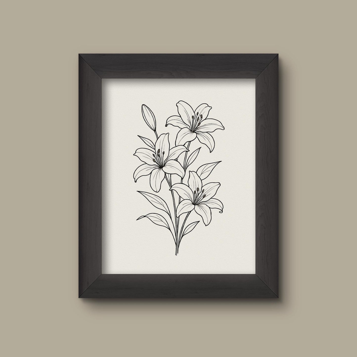 Minimalist Lily Line Art Print | Hand-Drawn Botanical Illustration | Modern Wall Decor | Fine Art Print