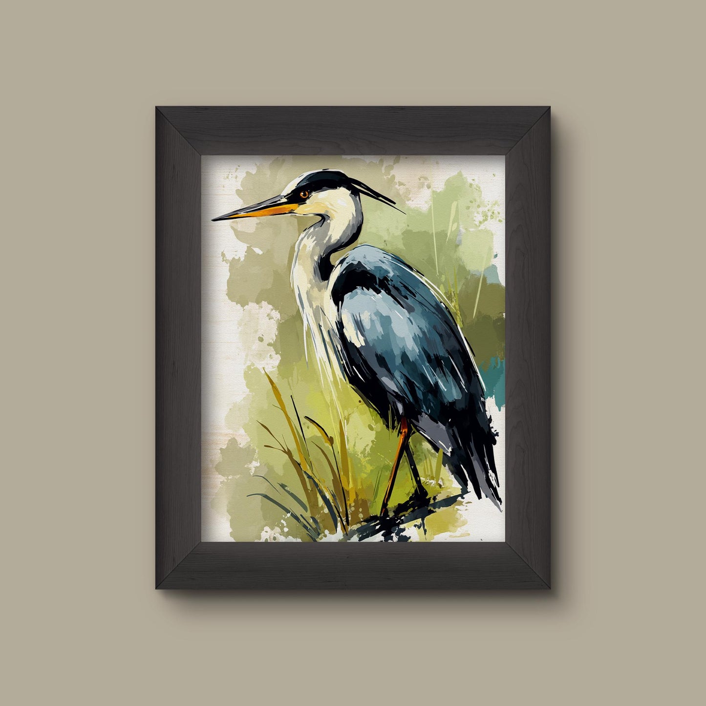 Great Blue Heron Watercolor Art Print | Elegant Marsh Bird Wall Decor | Nature-Inspired Wildlife | Fine Art Print