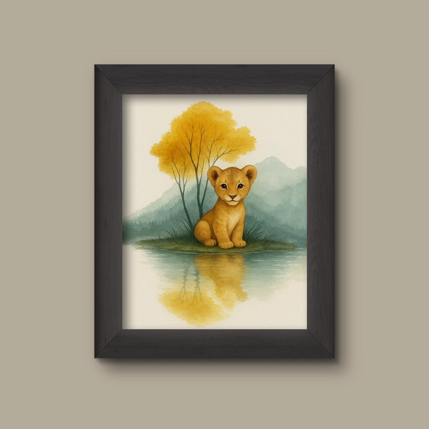 Baby Lion Nursery Art Print | Watercolor Safari Animal Wall Decor | Fine Art Print