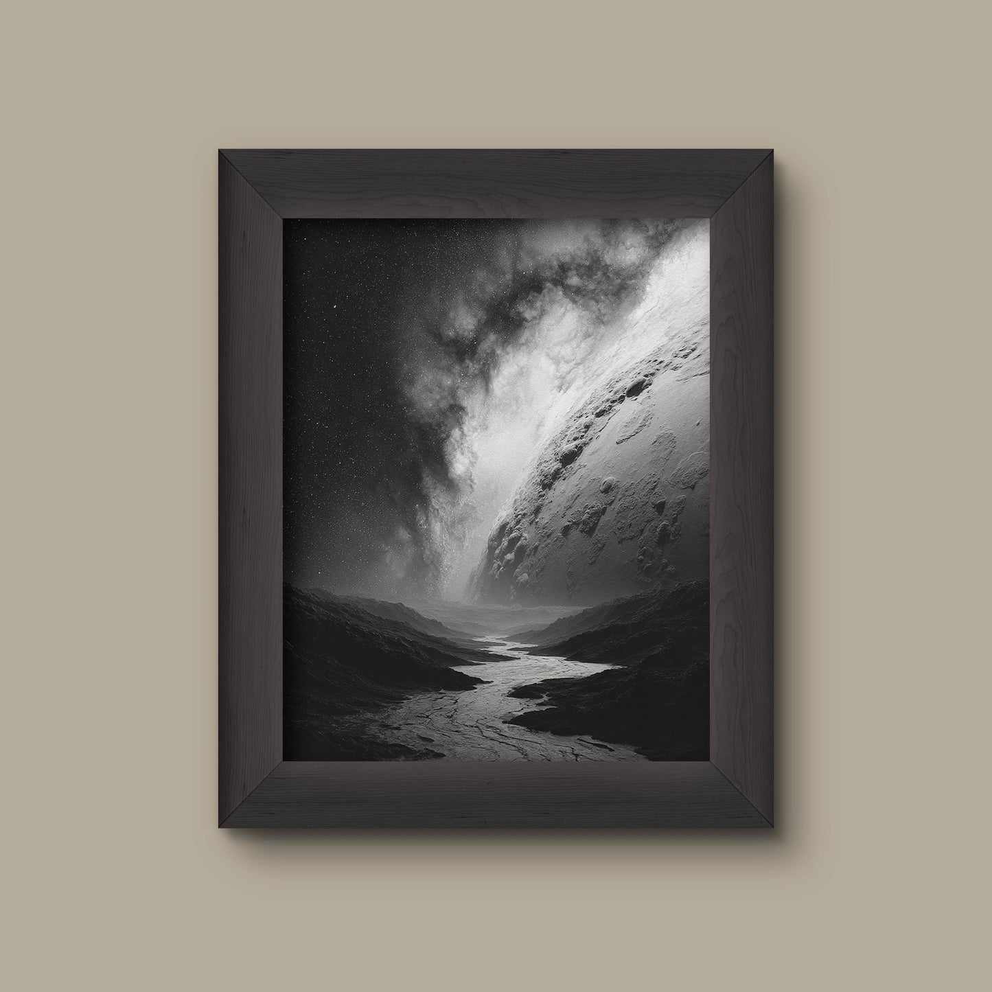 Black & White Cosmic Landscape Art Print | Fine Art Print
