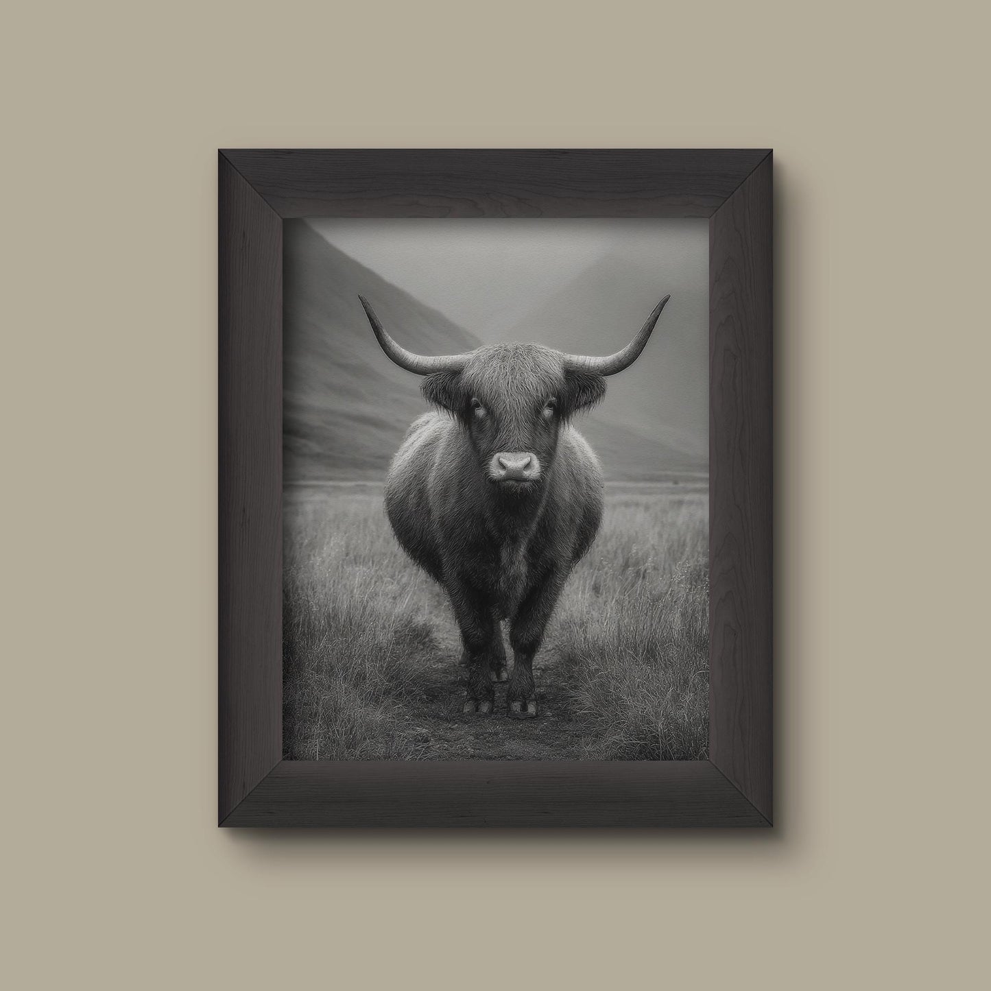 Black and White Highland Cow Art Print | Monochrome Farm Animal Photography | Rustic Wall Decor | Fine Art Print