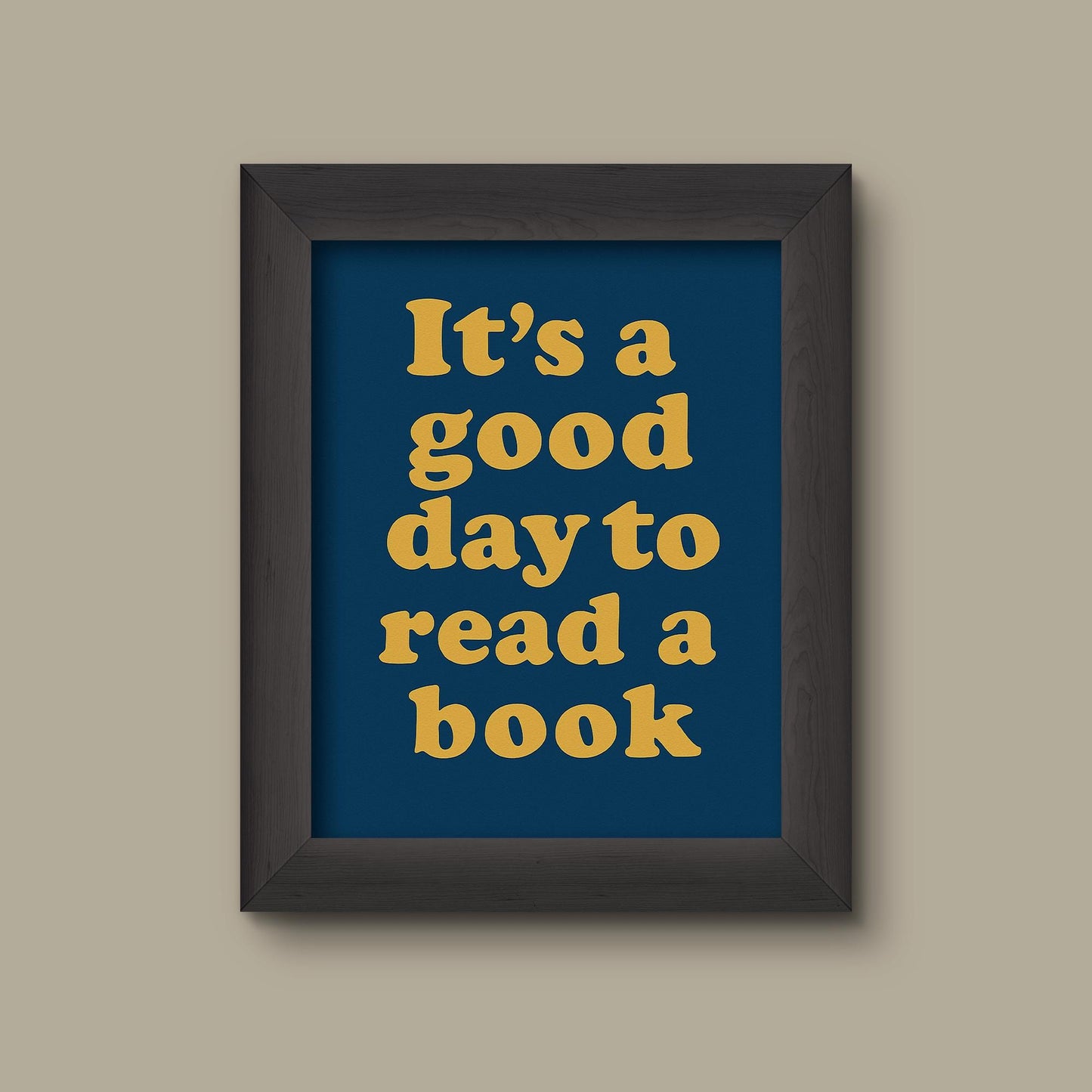 It’s a Good Day to Read a Book | Blue and Gold Retro Quote Print | Minimalist Book Lover Wall Art | Reading Room Decor | Fine Art Print