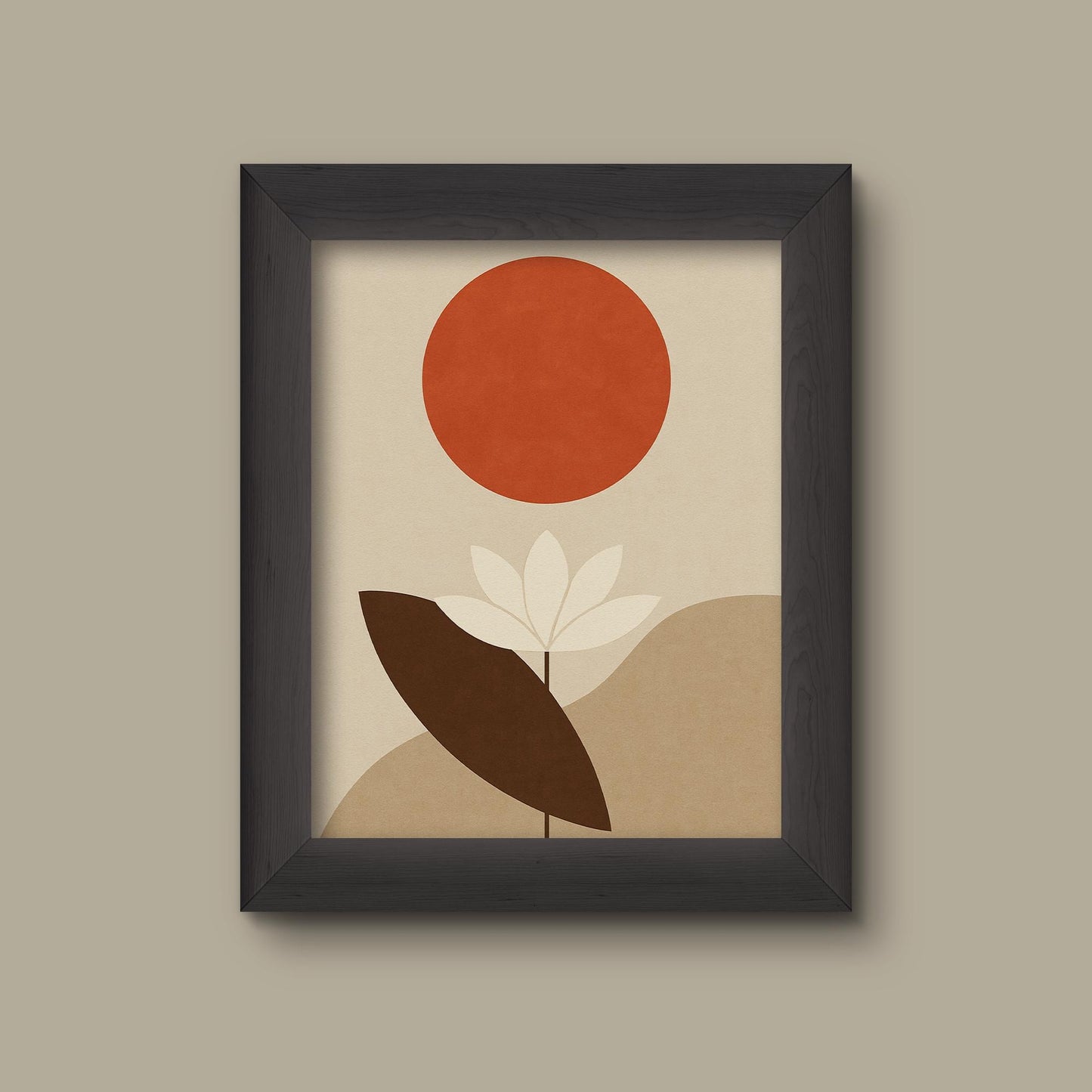Japandi Minimalist Flower Wall Art | Abstract Botanical Print in Earth Tones | Modern Neutral Decor | Fine Art Print