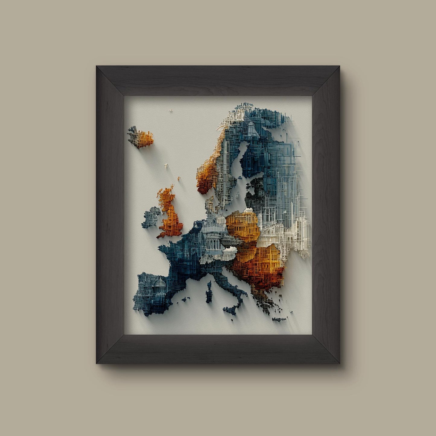 Europe Map Wall Art – Abstract Architectural Europe Print | Modern European Cities Poster | Fine Art Print