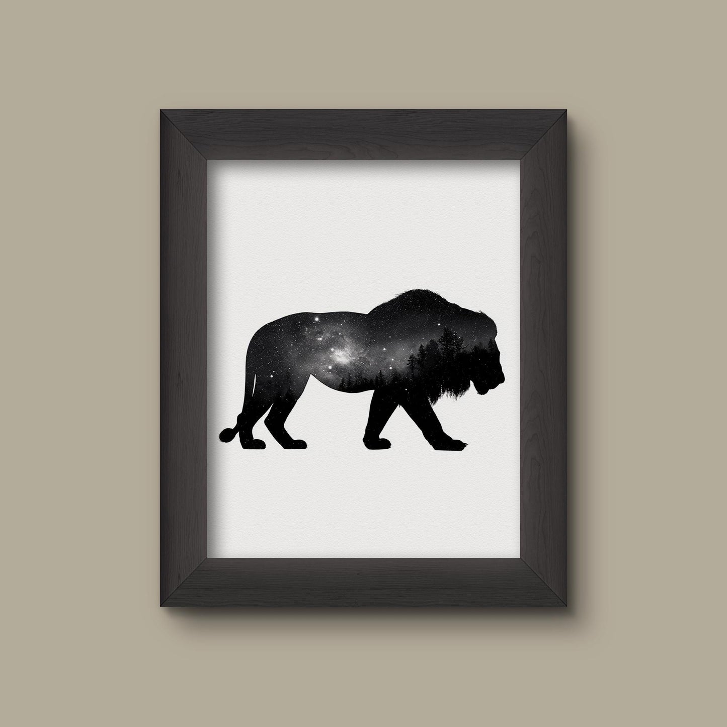 Galaxy Lion Silhouette – Cosmic Animal Art Print | Fine Art Print