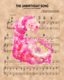 Alice in Wonderland, Cheshire Cat Watercolor , The Unbirthday Song Sheet Music Art Print