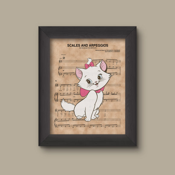 Aristocats, Marie over Scales and Arpeggios Sheet Music Art Print