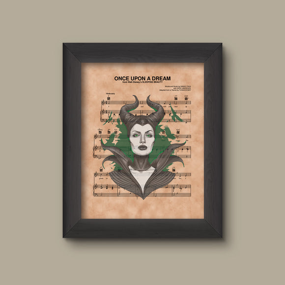 Disney Sleeping Beauty Maleficent Sheet Music Art, Sleeping Beauty Gift