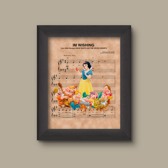 Snow White and the Seven Dwarfs Im Wishing Sheet Music Art Print