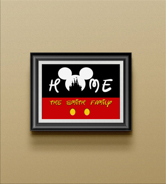 Disney Ears Print, Disney Housewarming, Disney Home Decor, Disney Signs For Home, Family Name Sign, Disney House Sign, Disney Family Sign | Metallic F