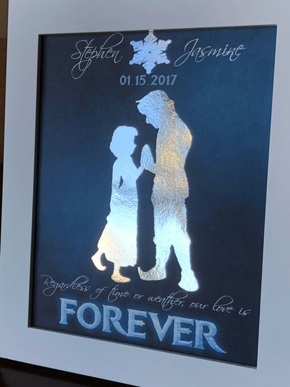 Disney Cinderella Wedding, Disney Wedding Gift, Personalized Disney Wedding Gift, Couple Gift, Disney Princess, Anniversary Gift, Carriage. | Metallic