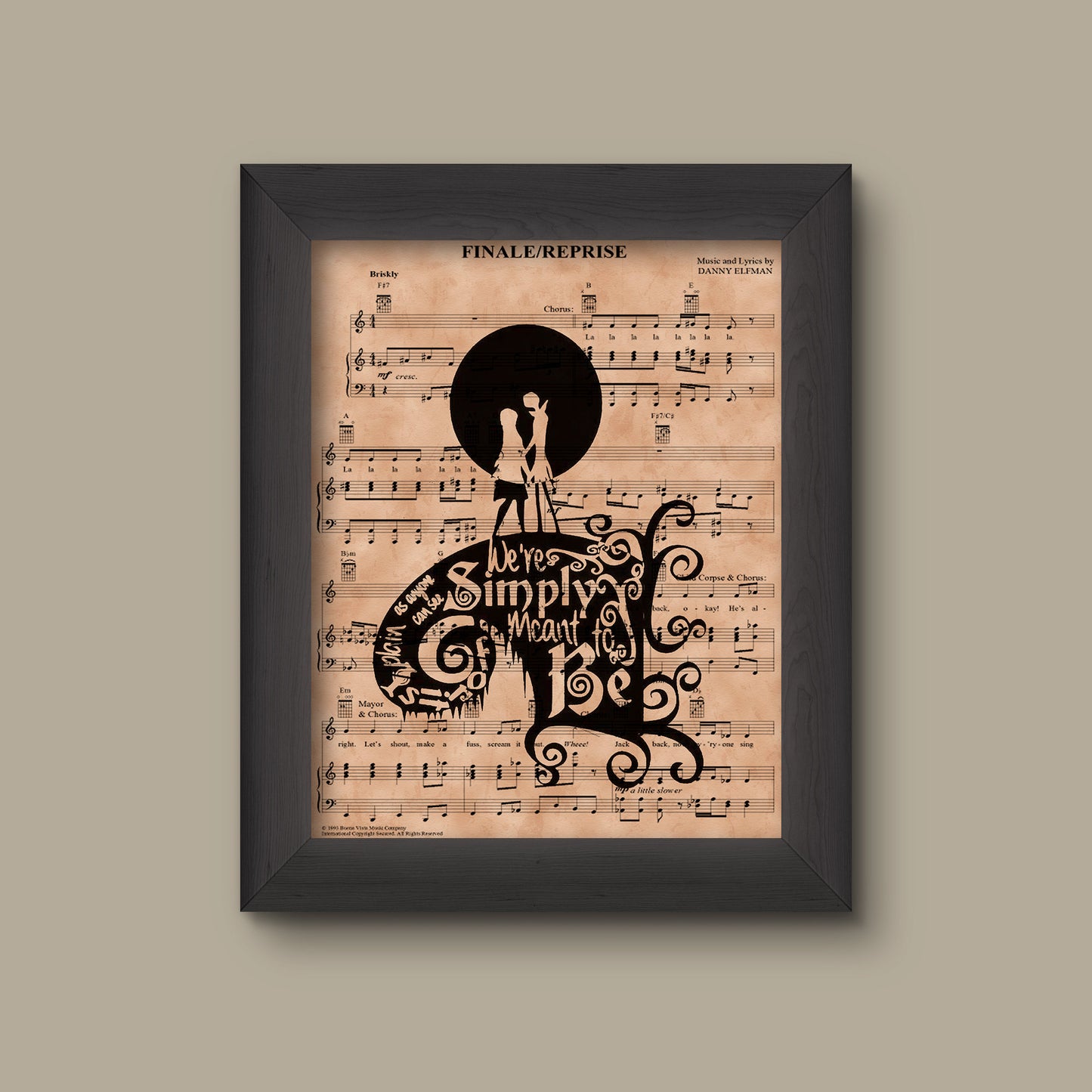 Nightmare Before Christmas Simply Meant to Be Sheet Music Art Print, Wedding Gift, Jack And Sally Wedding, Jack Skellington, Theme Wedding. | Fine Art