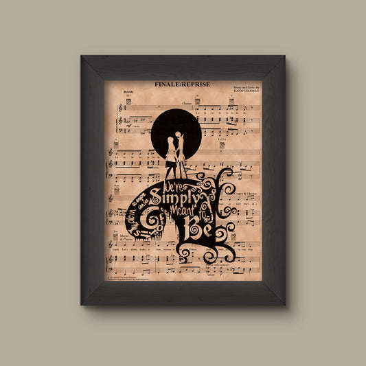 Nightmare Before Christmas Simply Meant to Be Sheet Music Art Print, Wedding Gift, Jack And Sally Wedding, Jack Skellington, Theme Wedding. | Fine Art