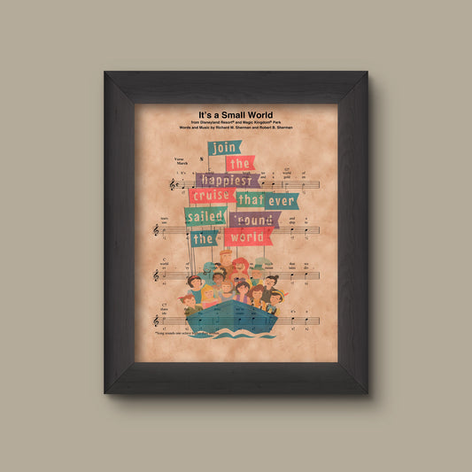 Disney It's A Small World Sheet Music Art Print, Disney Gift, Disney Small World Wall Art Print | Fine Art Print