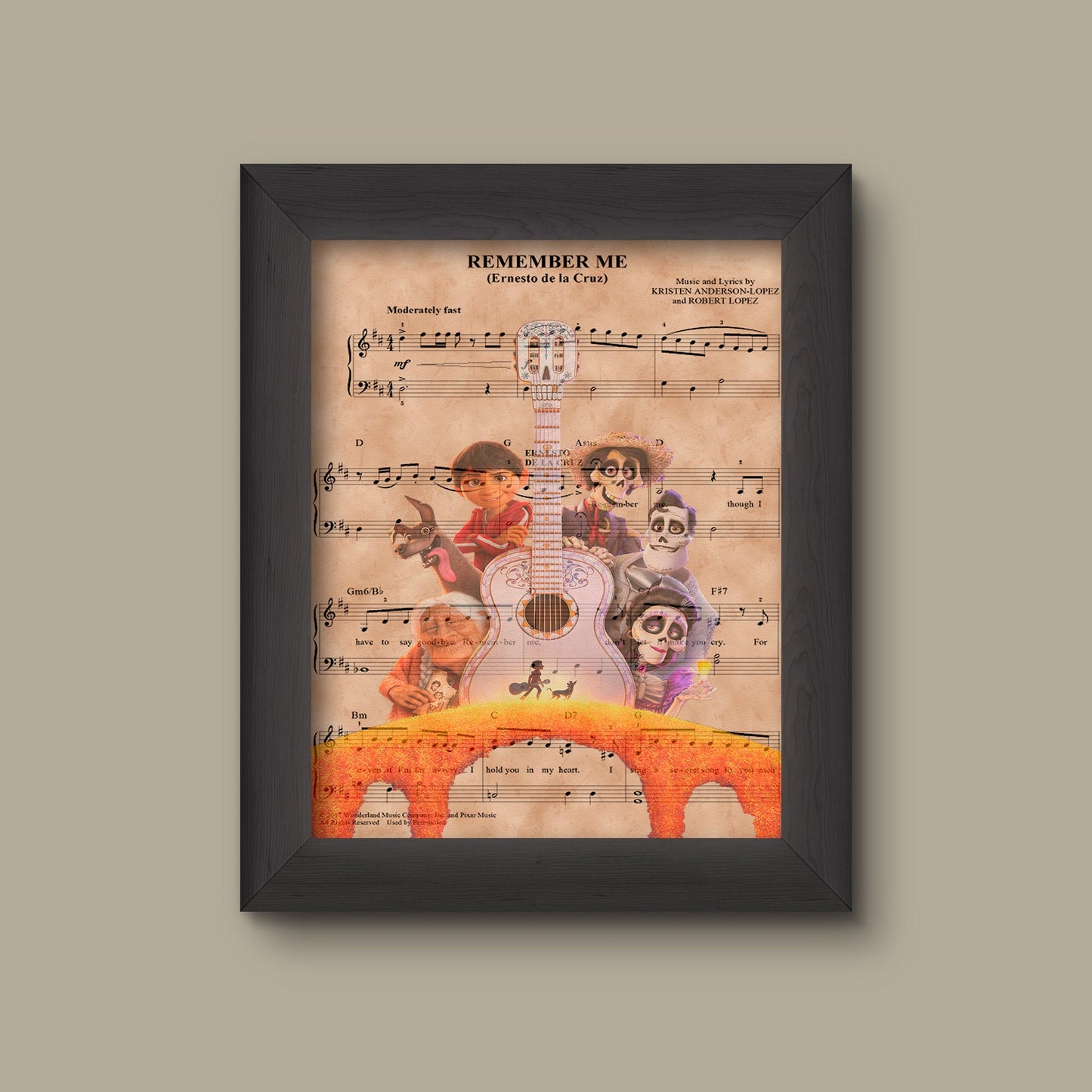 Disney Coco Remember Me Sheet Music Art Print Gift, Disney Nursery Gift, Wall Decor, Sheet Music Art Print | Fine Art Print