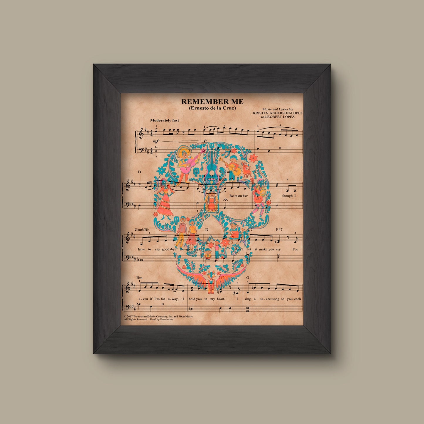 Disney Coco Remember Me Sheet Music Art Print Gift, Disney Nursery Gift, Wall Decor, Sheet Music Art Print | Fine Art Print