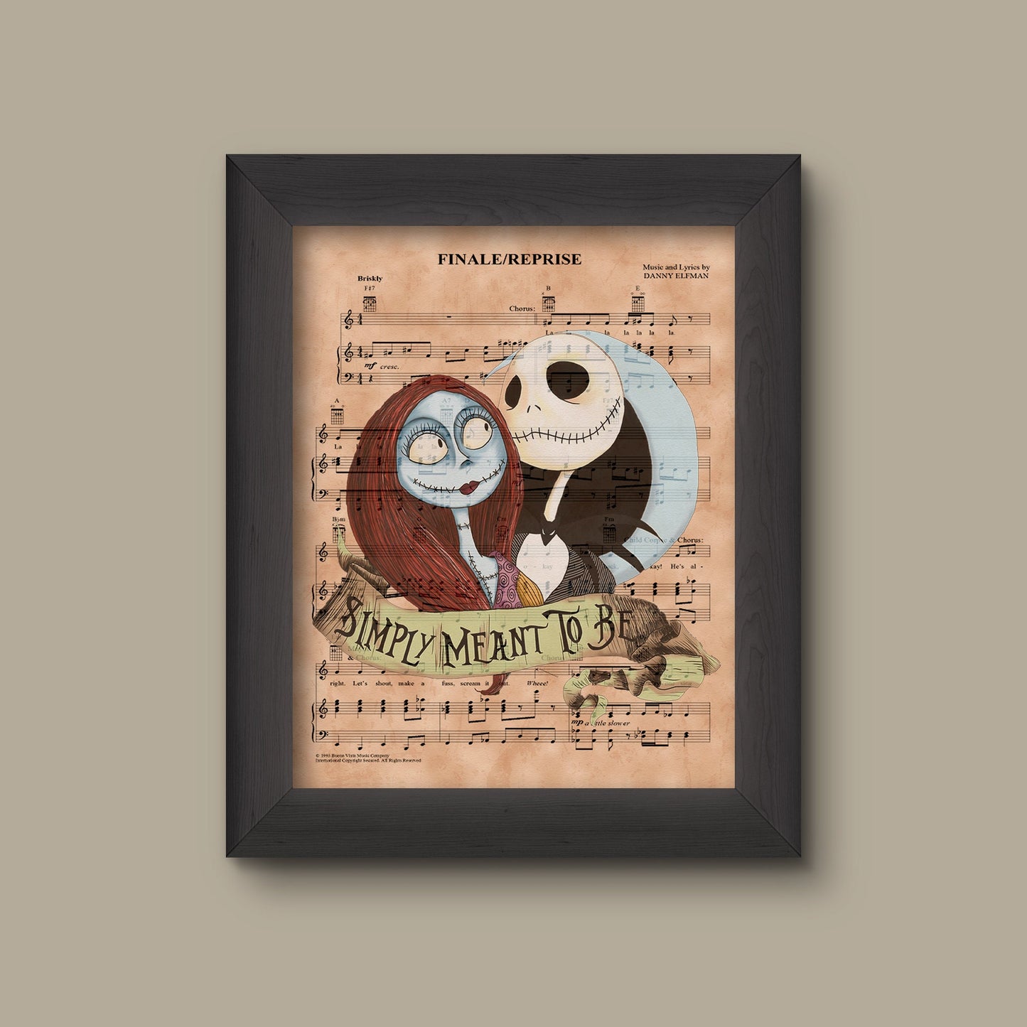 Nightmare Before Christmas This is Halloween Sheet Music Art Print, Wedding Gift, Jack Wedding, Jack Skellington, Theme Wedding. | Fine Art Print