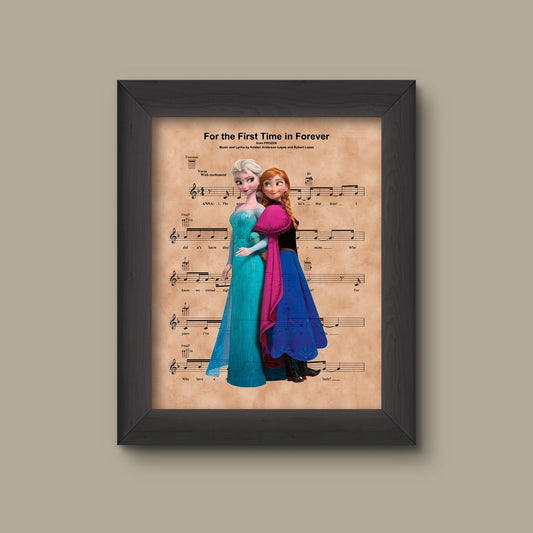 Disney Frozen, Elsa Anna First Time In Forever Sheet Music Art Print, Frozen Elsa Anna, Frozen Art | Fine Art Print