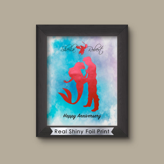 Disney Princess Ariel Foil Print, Custom Foil Print, Art Print, Princess Ariel Little Mermaid Watercolor Art Print, Disney Valentine Gift | Metallic F
