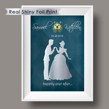 Disney Cinderella Wedding, Disney Wedding Gift, Personalized Disney Wedding Gift, Couple Gift, Disney Princess, Anniversary Gift, Carriage. | Metallic