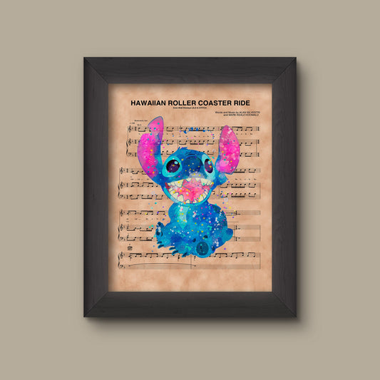 Lilo and Stitch Hawaiian Roller Coaster Ride Sheet Music Art Print | Fine Art Print