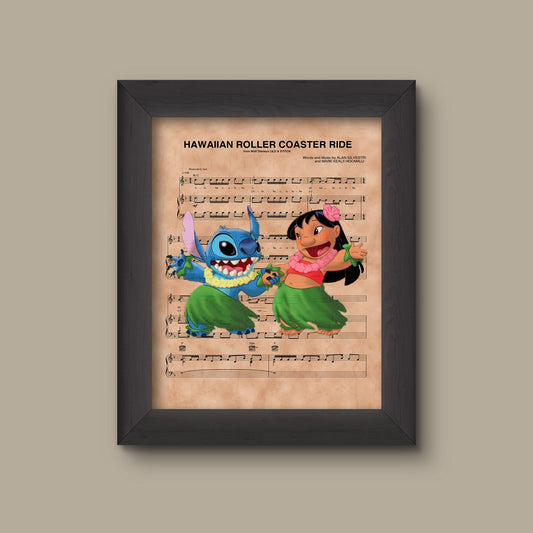 Lilo and Stitch Hawaiian Roller Coaster Ride Sheet Music Art Print | Fine Art Print