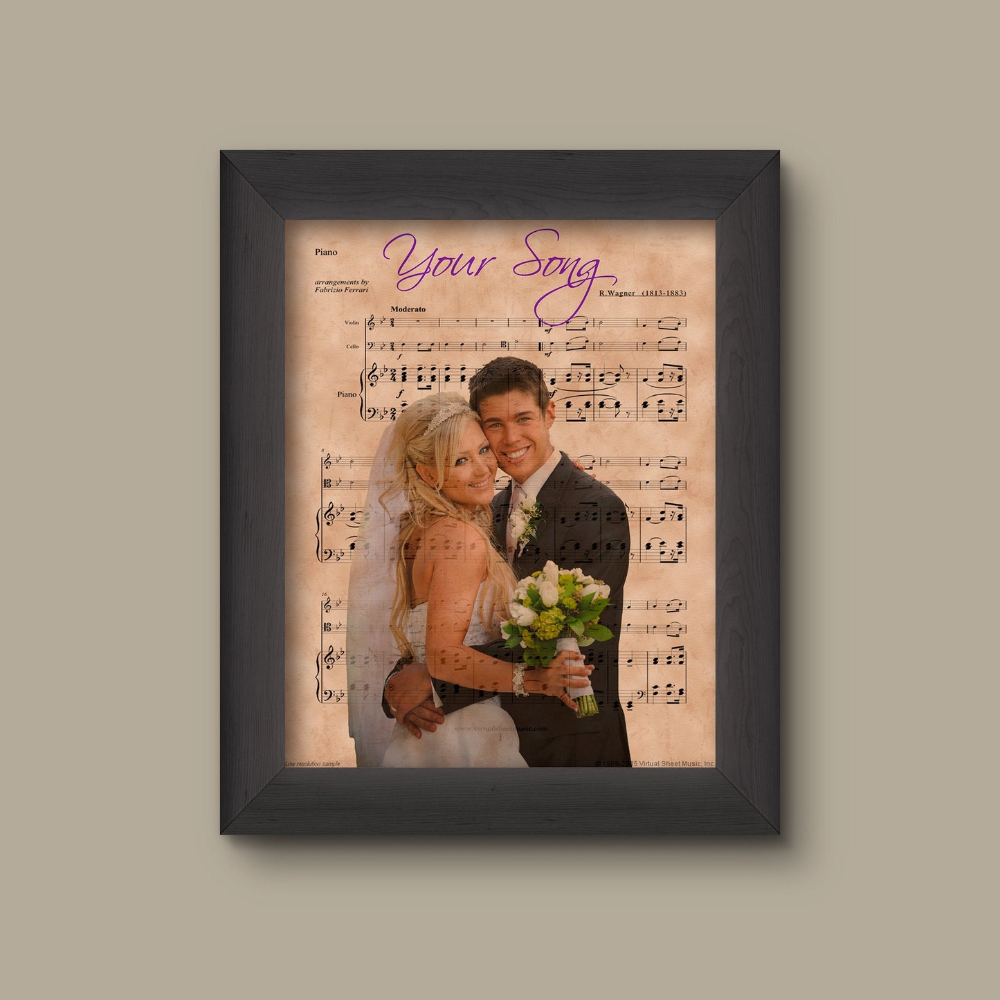 Personalized Wedding Gift For Couple, Wedding Sheet Music Art Print, Anniversary Gift For Husband, Wife, Unique Women And Mens Gift | Fine Art Print