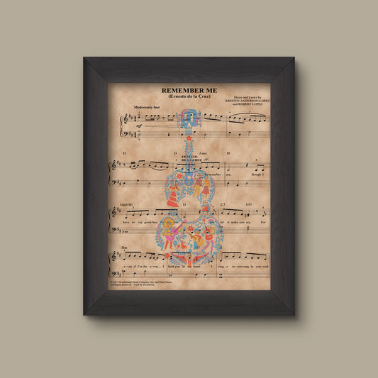 Disney Coco Remember Me Sheet Music Art Print Gift, Disney Nursery Gift, Wall Decor, Sheet Music Art Print | Fine Art Print