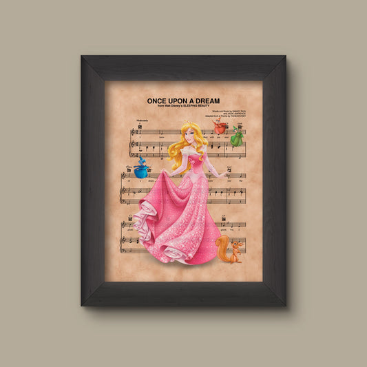 Disney Aurora Sleeping Beauty Sheet Music Art, Sleeping Beauty Gift, Once Upon A Dream Sheet Music Print | Fine Art Print